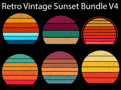 Retro Vintage Sunset Bundle V4 design graphic design illustration logo retro vintage sunset bundle t shirt typography