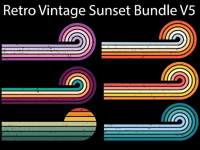 Retro Vintage Sunset Bundle V5 design graphic design logo retro vintage sunset bundle t shirt typography