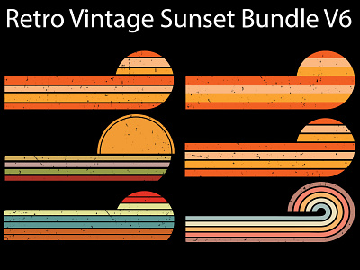 Retro Vintage Sunset Bundle V6 design graphic design illustration logo retro vintage sunset bundle t shirt typography