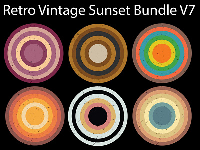 Retro Vintage Sunset Bundle V7 design graphic design illustration logo retro vintage sunset bundle t shirt typography