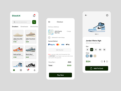 Stockx store - mobile app design adidas app branding clothing design ecommerce ecommerce app ecommerce app design fashion nova ios app design mobile app mobile app design nike shoes shopping sneakers store streetwear ui