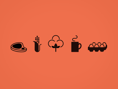 Iconography beef coffee corn cotton design eggs food icon illustration interface symbol user