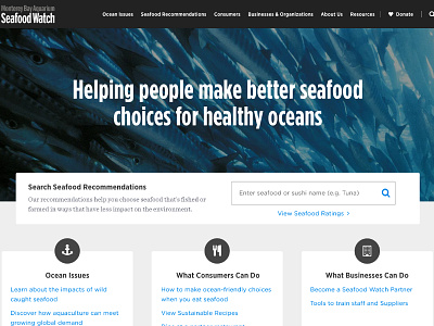 Seafood Watch Homepage Redesign