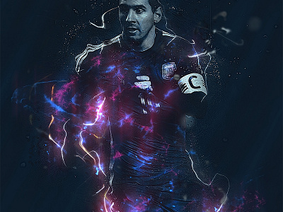 Electric Messi argentina barcelona blue flare football light messi photoshop streak