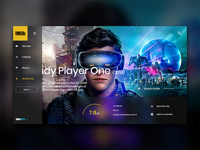 IMDb Concept - Navigation 2d app design hero icon imdb navigation ui ux web
