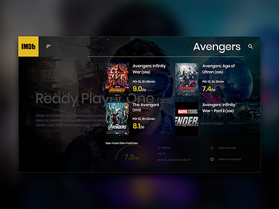 IMDb Concept - Search 2d app card design icon imdb search ui ux web