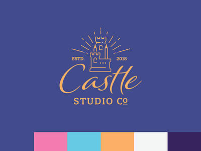 Castle Studio Co app brand branding castle design illustration logo pencil studio vector