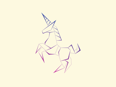 Origami Animals Series - Unicorn brand branding design flat icon illustration logo minimal origami vector