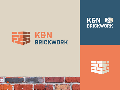 K & N Brickwork Identity brand branding design flat icon illustration logo minimal type typography vector