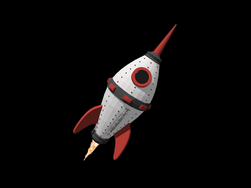 Rocketship Test 22eme siecle 22s 3d animation c4d carte de vœux cinema 4d design low poly motion design rig rocket