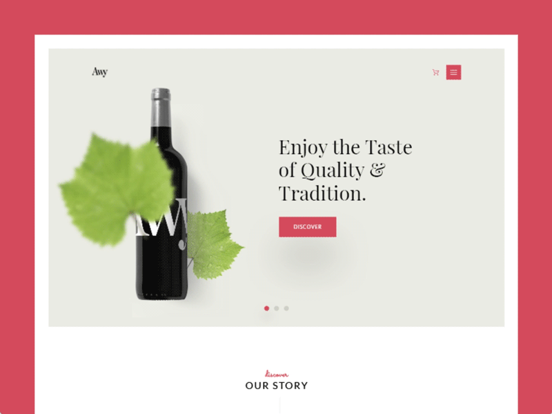Awy, wine landing page animation design landig parallax pge ui ux web web design wine