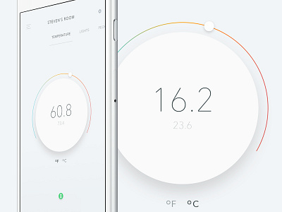 Homun temperature screen app behance flat home ios smart ui user experience user interface ux