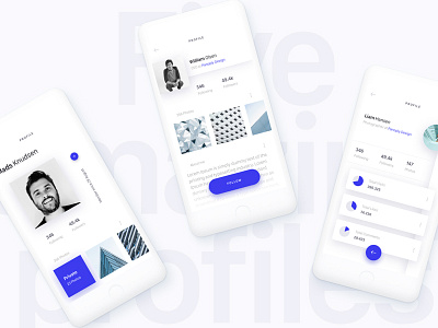 Profile screens from Brake UI Kit android app clean design ios minimal profile ui ui kit ui8 ux