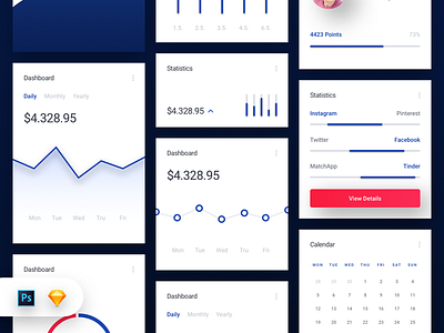 Today Web UI Kit - Dashboard Statistic Widgets app dashboard design photoshop sketch stats today ui ux web web design widget