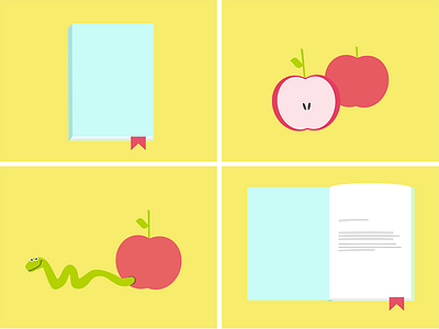 bookworm apple books education icons illustration school worm