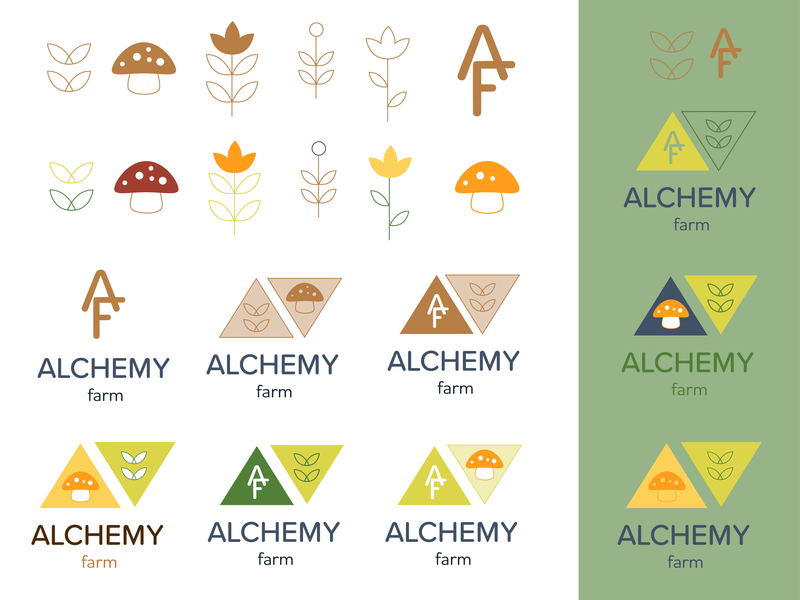 alchemy farm (unused) logo concepts branding farm flowers icons identity illustration logo