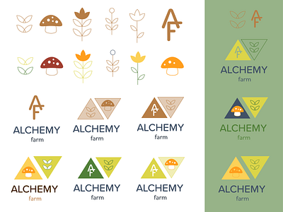 alchemy farm (unused) logo concepts branding farm flowers icons identity illustration logo