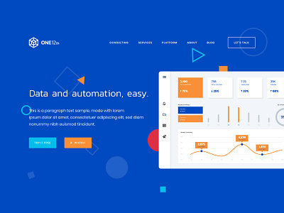 ONE12th Typography + Dashboard 2 automation blue brand identity business consulting cube cube logo dashboard dashboard design data hexagon logo logo design modern modern logo services tech tech logo ui ux visual identity
