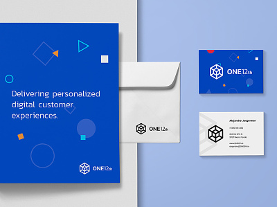 ONE12th Collateralss 2 automation blue brand identity business consulting cube cube logo data hexagon hexagon logo logo logo design modern modern identity modern logo services tech tech identity tech logo visual identity