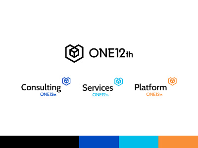 ONE12th Logos 3 automation blue brand identity business consulting cube cube logo data hexagon hexagon logo logo logo design modern modern identity modern logo services tech tech identity tech logo visual identity