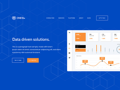 ONE12th Typography + Dashboard 3 blue brand identity business consulting cube logo dashboard dashboard design data hexagon hexagon logo logo logo design modern modern identity modern logo services tech tech logo ui ux visual identity