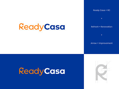 Ready Casa Logo & Identity 3 abstract arrow brand identity casa home house logo logo design modern ready real estate renovation trowel work