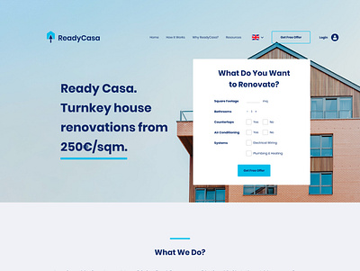 ReadyCasa Website Design abstract arrow brand identity casa home house logo logo design modern ready real estate renovation trowel ui uiux web web design website website design work