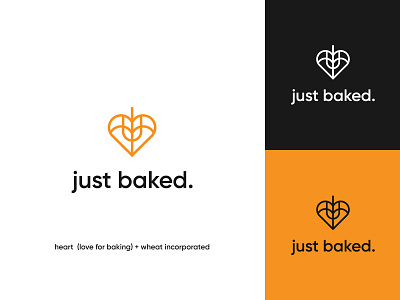 just baked final logo bakery bakery logo brand identity bread lettering logo logo design organic pastry rolling pin visual identity wheat wheat logo wordmark wordmark logo yellow