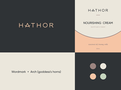 Hathor Logo 1 beauty beauty brand beauty identity brand identity cosmetics hathor logo logo design minimalist modern natural organic skincare skincare brand wellness woman women wordmark