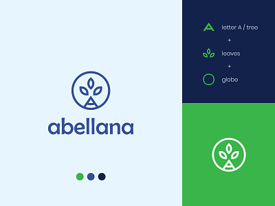 Abellana Logos3 bio brand brand identity branding green leaf leaves logo logo design modern organic packaging plant plants sustainable vegan visual identity