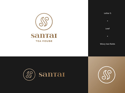 Santai - Logo concept #1 abstract brand identity letter letter logo letterform letters logo logo design modern monogram monogram logo tea tea brand tea company tea logo tea packaging visual identity