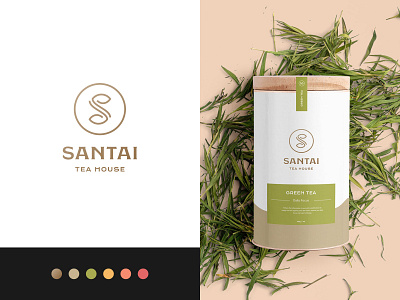 Logo and Packaging for Santai abstract brand identity branding design letter letters logo logo design modern packaging tea tea brand tea packaging