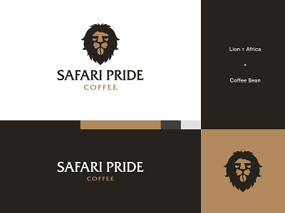 Safari Pride Coffee - Logo Idea #1 abstract africa animal brand identity coffee coffee brand coffee logo lion lion logo logo logo design modern safari