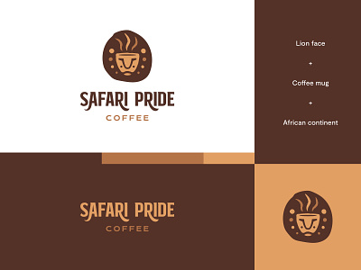 Safari Pride Coffee - Logo Idea #3 abstract africa brand identity coffee coffee brand coffee logo lion lion logo logo logo design modern