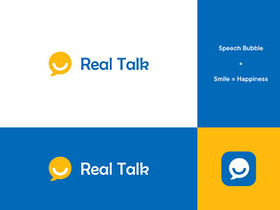 Real Talk App Logo #1 abstract logo logo design modern smile smile logo speech speech bubble speech logo speech pathologist speech therapist speech therapy