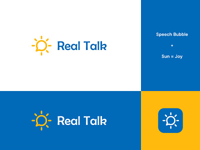 Real Talk App Logo #2 abstract brand identity logo logo design modern speech speech bubble speech logo speech pathologist speech therapy sun sun logo