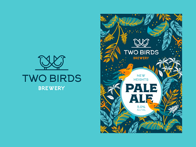 Two Birds Brewery - Logo & Label design #1 abstract beer beer label bird bird logo birds brand identity brewery brewery logo illustration label logo logo design modern packaging