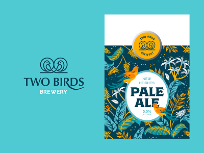 Two Birds Brewery - Logo & Label design #2 abstract beer beer brand beer label bird bird logo birds brand identity brewery brewery logo illustration label logo logo design modern packaging