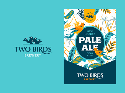 Two Birds Brewery - Logo & Label design #3 abstract beer beer label beer packaging bird bird logo birds brand identity brewery brewery logo design illustration logo logo design modern packaging