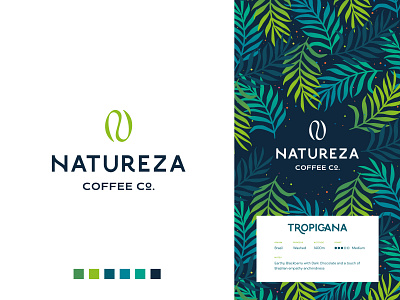 Natureza Logo + Packaging design abstract brand identity cafe coffee coffee bean coffee brand coffee logo design leaves letter letters logo logo design modern packaging