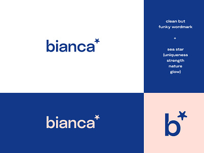 bianca skincare - Logo design #2 abstract brand identity letter logo logo design modern sea star skin skincare skincare logo star star logo wordmark wordmark logo