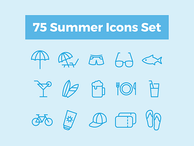 75 Summer Icons Set icon icons line set stroke summer