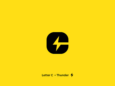 Thunder Letter C abstract letter letter c letterform letters logo thunder thunderbolt yellow
