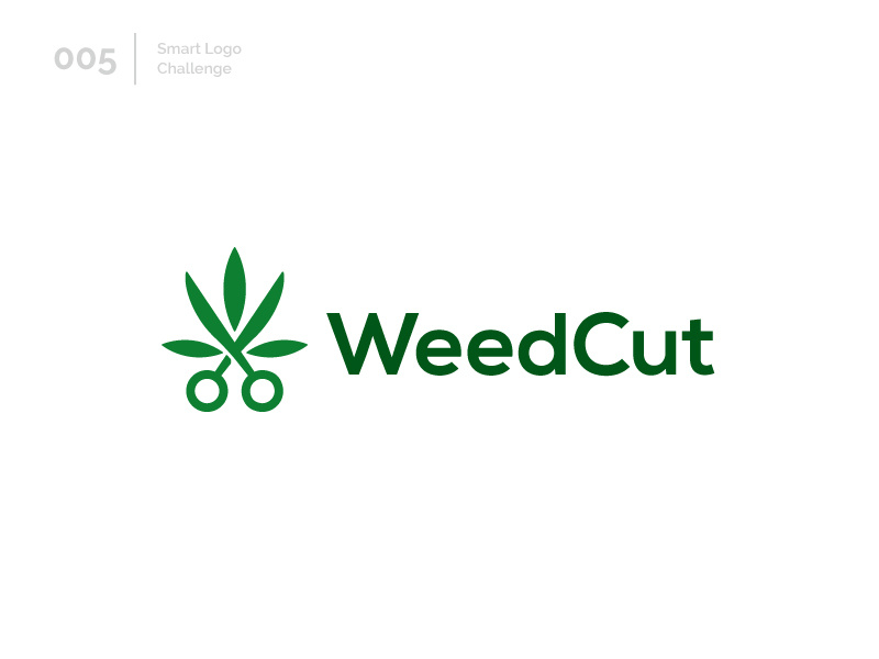5/100 Daily Smart Logo Challenge logo design challenge logo design 100 day challenge 100 day project challenge scissors marijuana legal weed green abstract modern logo