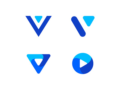 Letter V media logo abstract blue design letter letterform letters logo modern