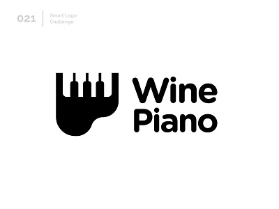 21/100 Daily Smart Logo Challenge 100 day challenge 100 day project abstract logo logo challenge modern music negative space piano wine