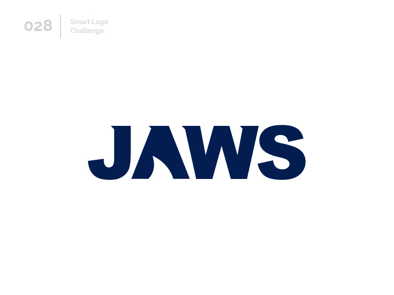 28/100 Daily Smart Logo Challenge blue and white negativespace jaws shark blue logo challenge 100 day challenge wordmark 100 day project letterform letters modern letter logo abstract