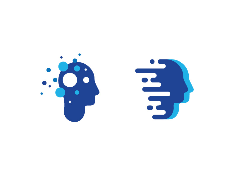 Mind Logo brain creative intelligence mind design blue modern logo abstract