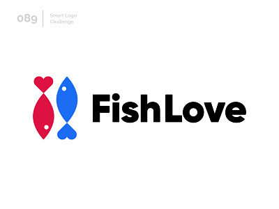 89/100 Daily Smart Logo Challenge 100 day challenge 100 day project abstract blue fish fish fish logo heart logo logo challenge love modern red fish