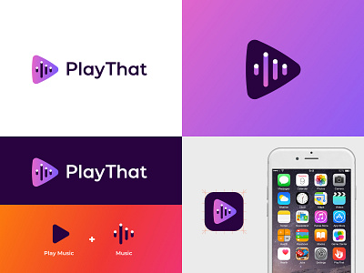Play That logo abstract brand identity logo modern music play play button sound that visual identity waves